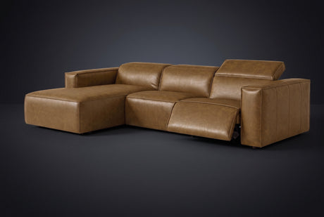 Emery Distressed Italian Aniline Leather Recliner Sectional Sofa