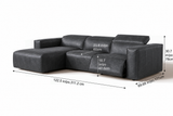 Emery Distressed Italian Aniline Leather Recliner Sectional Sofa