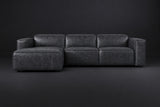 Emery Distressed Italian Aniline Leather Recliner Sectional Sofa