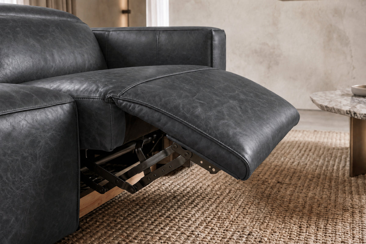 Emery Distressed Italian Aniline Leather Recliner Sectional Sofa