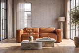 Emery Distressed Italian Aniline Leather Dual Recliner Sofa