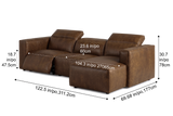 Emery Distressed Italian Aniline Leather Recliner Sectional Sofa