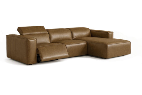 Emery Distressed Italian Aniline Leather Recliner Sectional Sofa