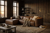 Emery Distressed Italian Aniline Leather Recliner Sectional Sofa