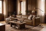 Emery Distressed Italian Aniline Leather Recliner Sectional Sofa