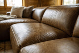 Emery Distressed Italian Aniline Leather Recliner Sectional Sofa