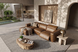 Emery Distressed Italian Aniline Leather Recliner Sectional Sofa
