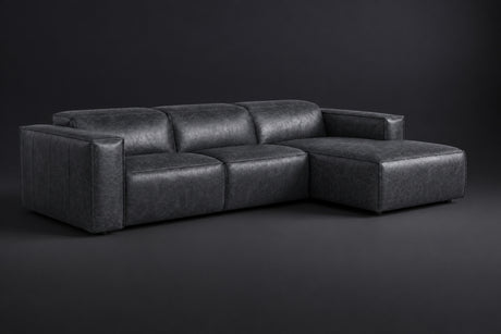 Emery Distressed Italian Aniline Leather Recliner Sectional Sofa