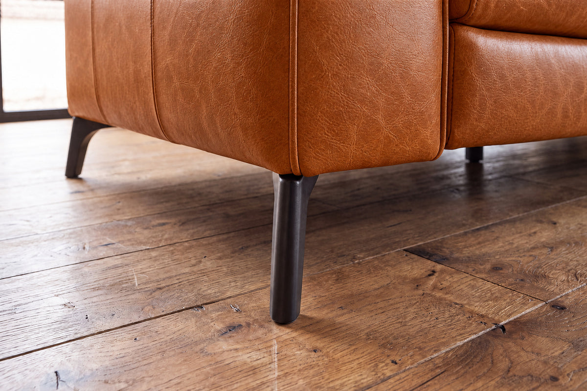 Esther Distressed Italian Aniline Leather Power Dual Recliner Sofa