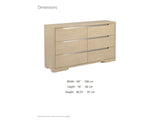 Este 66-Inch Light Elm 6-Drawer Dresser dimensions: 66.0 in wide, 18.0 in deep, 38.25 in high