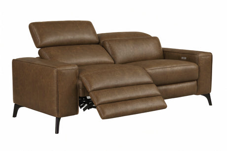 Esther Distressed Italian Aniline Leather Power Dual Recliner Sofa