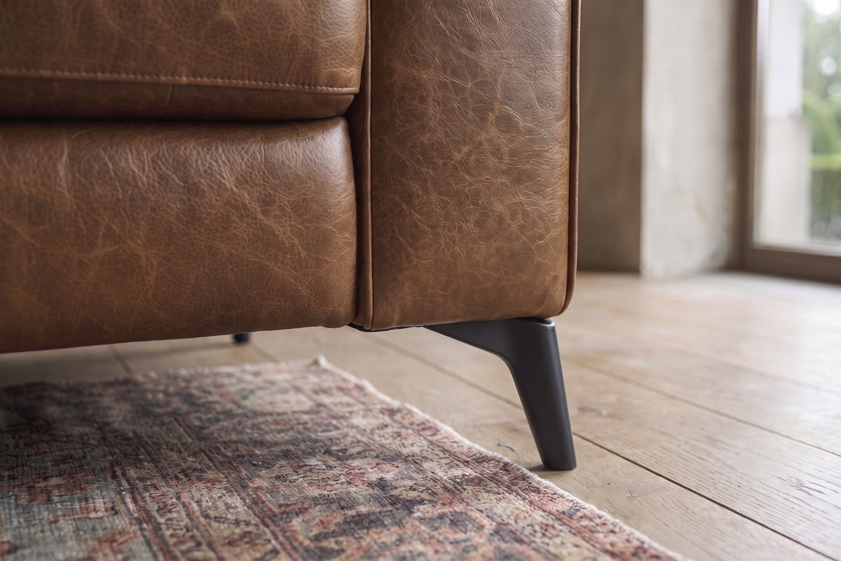 Esther Distressed Italian Aniline Leather Power Dual Recliner Sofa