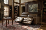 Esther Distressed Italian Aniline Leather Power Dual Recliner Sofa