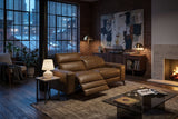 Esther Distressed Italian Aniline Leather Power Dual Recliner Sofa