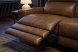 Esther Distressed Italian Aniline Leather Power Dual Recliner Sofa