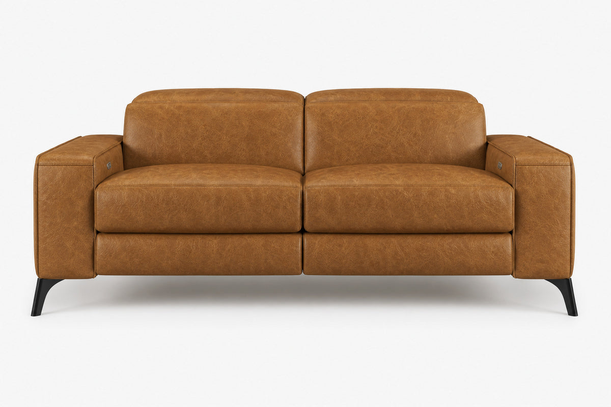 Esther Distressed Italian Aniline Leather Power Dual Recliner Sofa