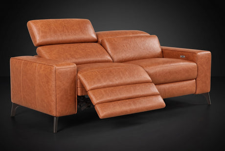 Esther Distressed Italian Aniline Leather Power Dual Recliner Sofa