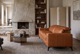 Esther Distressed Italian Aniline Leather Power Dual Recliner Sofa