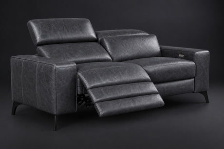 Esther Distressed Italian Aniline Leather Power Dual Recliner Sofa