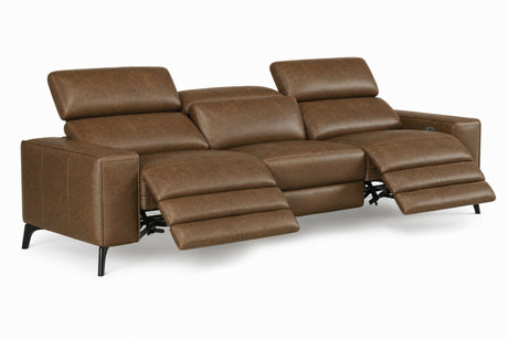 Esther Distressed Italian Aniline Leather Power Dual Recliner Sofa