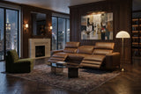Esther Distressed Italian Aniline Leather Power Dual Recliner Sofa