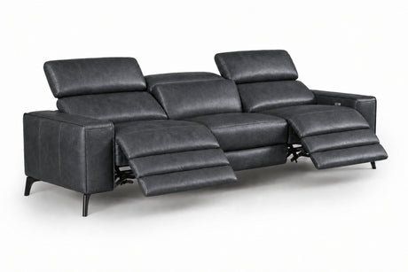 Esther Distressed Italian Aniline Leather Power Dual Recliner Sofa