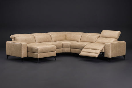 Esther Distressed Italian Aniline Leather Corner Recliner Sectional Sofa