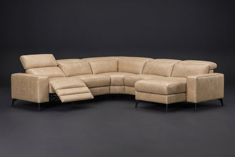 Esther Distressed Italian Aniline Leather Corner Recliner Sectional Sofa