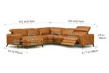 Esther Distressed Italian Aniline Leather Corner Recliner Sectional Sofa