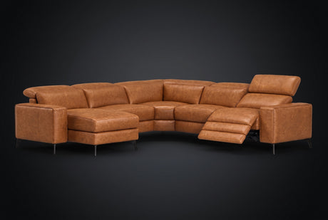 Esther Distressed Italian Aniline Leather Corner Recliner Sectional Sofa