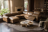 Esther Distressed Italian Aniline Leather Corner Recliner Sectional Sofa