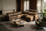 Esther Distressed Italian Aniline Leather Corner Recliner Sectional Sofa