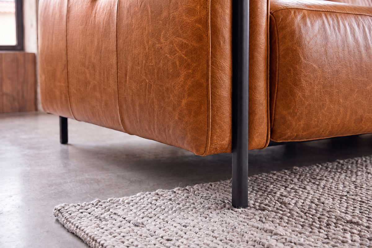 Octavia Distressed Italian Aniline Leather Dual Reclining Sofa