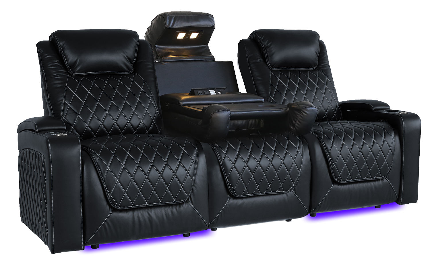 Valencia 2025 New Tuscany Luxury Leather Home Theater Seating Row of 4, Onyx