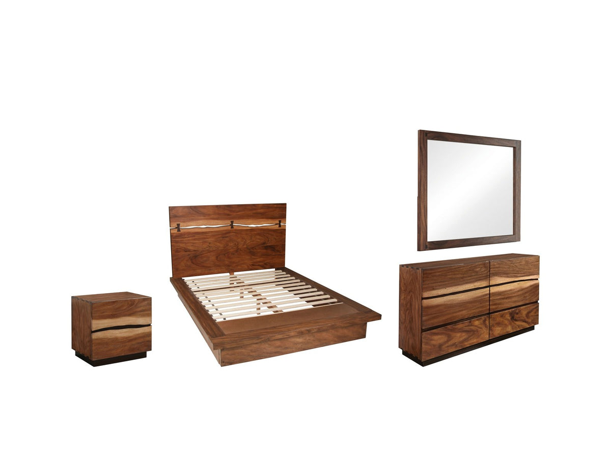 Fabriano Smokey Walnut Live-Edge-Style Bedroom Set: What's included