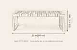 Fasano bench dimensions: 55 in long, 18.5 in high, 15.7 in deep