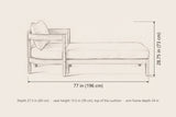 Favignana chaise lounge dimensions: 77 in long, 28.75 in high, 27.3 in deep