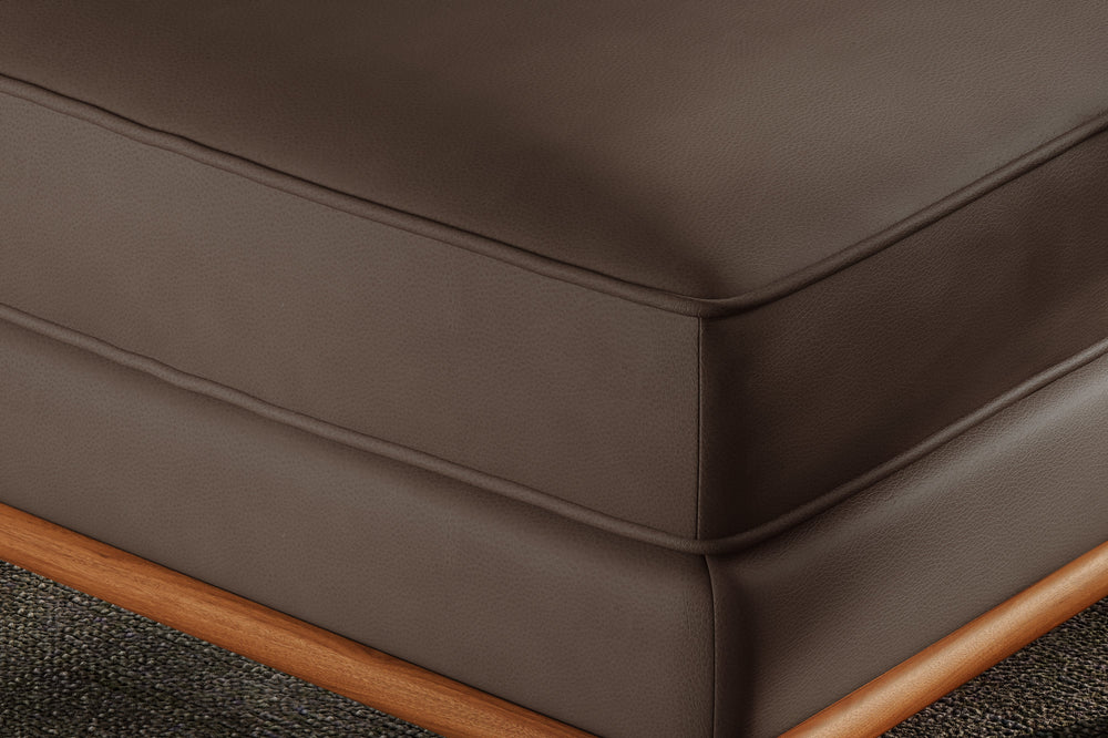 Valencia Artisan Top Grain Leather Ottoman, Chocolate Color