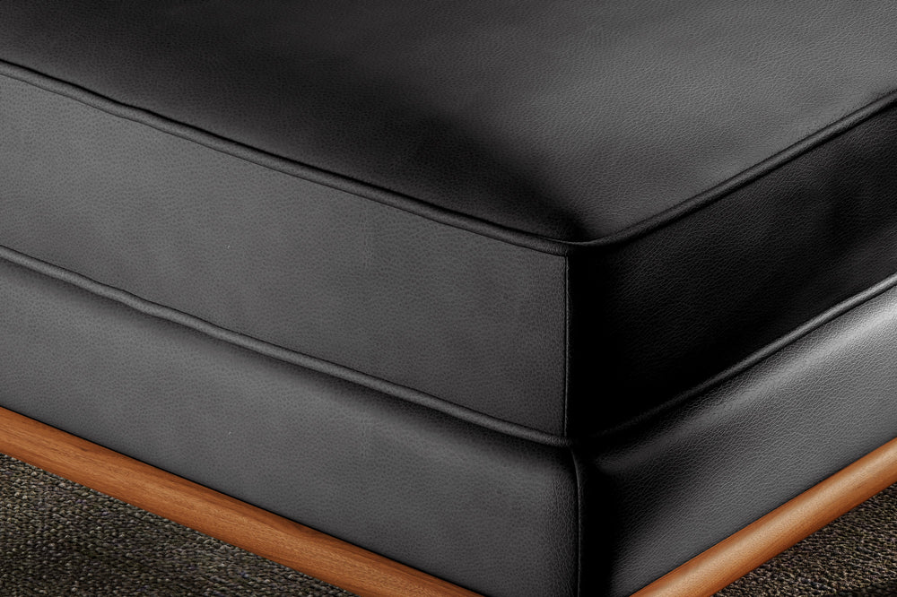 Valencia Artisan Top Grain Leather Ottoman, Black