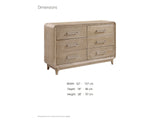 Feltre 62-Inch Natural Cerused Oak 6-Drawer Dresser dimensions: 62.0 in wide, 18.0 in deep, 38.0 in high