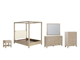 Fermo Weathered Mango Canopy Bedroom Set: What's included, 5-piece