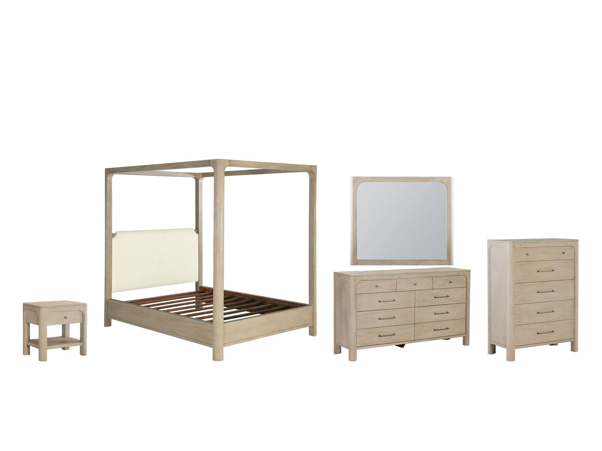 Fermo Weathered Mango Canopy Bedroom Set: What's included, 5-piece