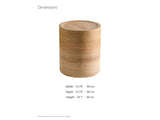 Ferrandina Natural Wood Veneer Drum Side Table dimensions: 15.75 in wide, 15.75 in deep, 18.1 in high