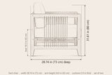 Ficarra armchair dimensions: each chair 28.74 in deep, 31.61 in high, seat 16.5 in high, 28.74 in wide