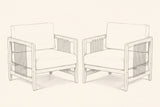 Pencil sketch of the two Ficarra armchairs, three-quarter view