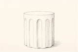 Pencil sketch of the Ficuzza fluted cylinder side table, three-quarter view
