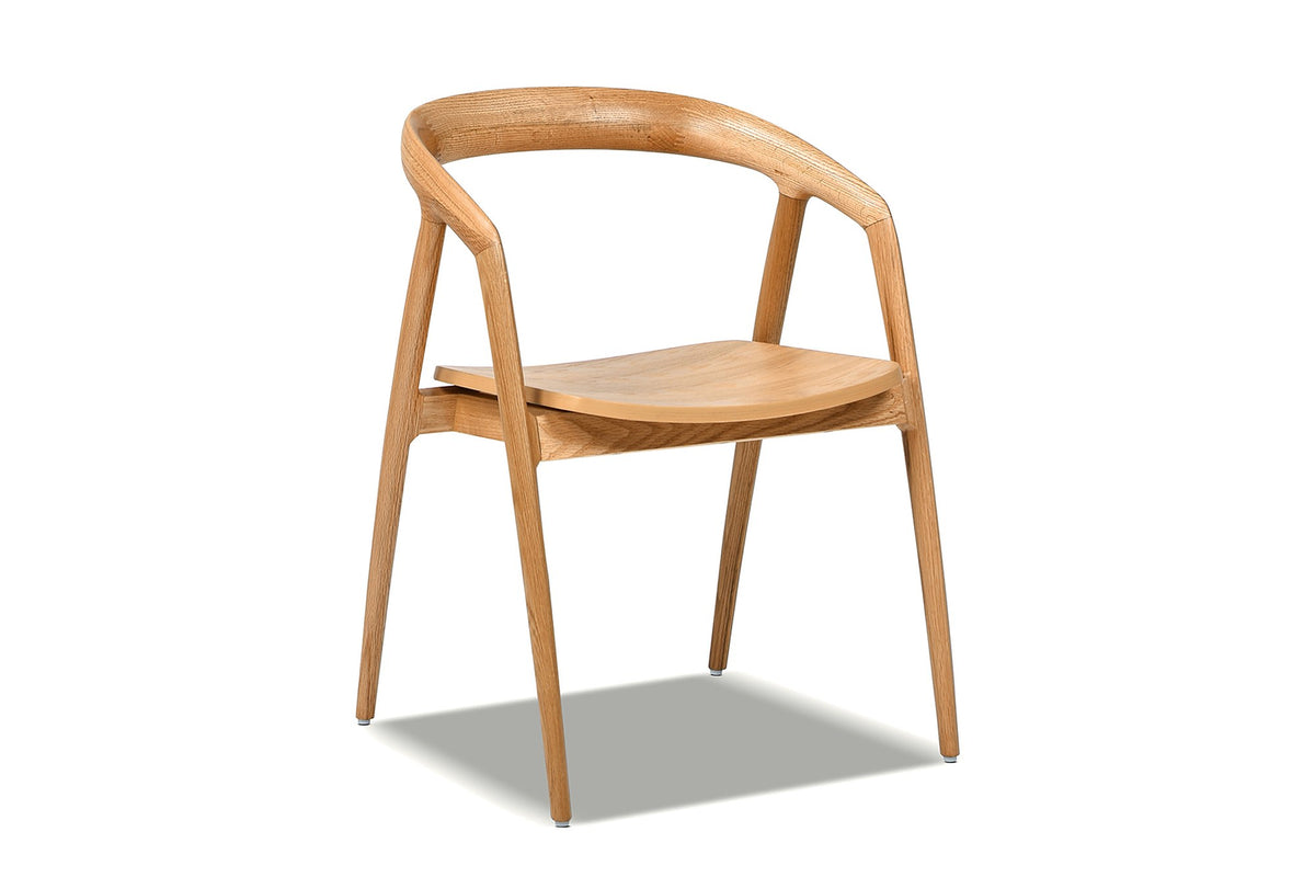 Filadelfia Sculpted Oak Wood Dining Arm Chair on a white background