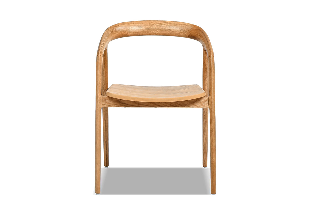 Filadelfia Sculpted Oak Wood Dining Arm Chair, front view