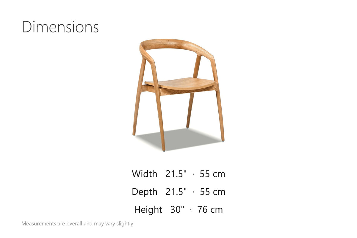 Filadelfia Sculpted Oak Wood Dining Arm Chair dimensions