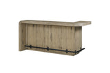 Firmo 78-Inch 2-Drawer Knotty Oak Veneer Counter-Height Home Bar with Footrest on a white background